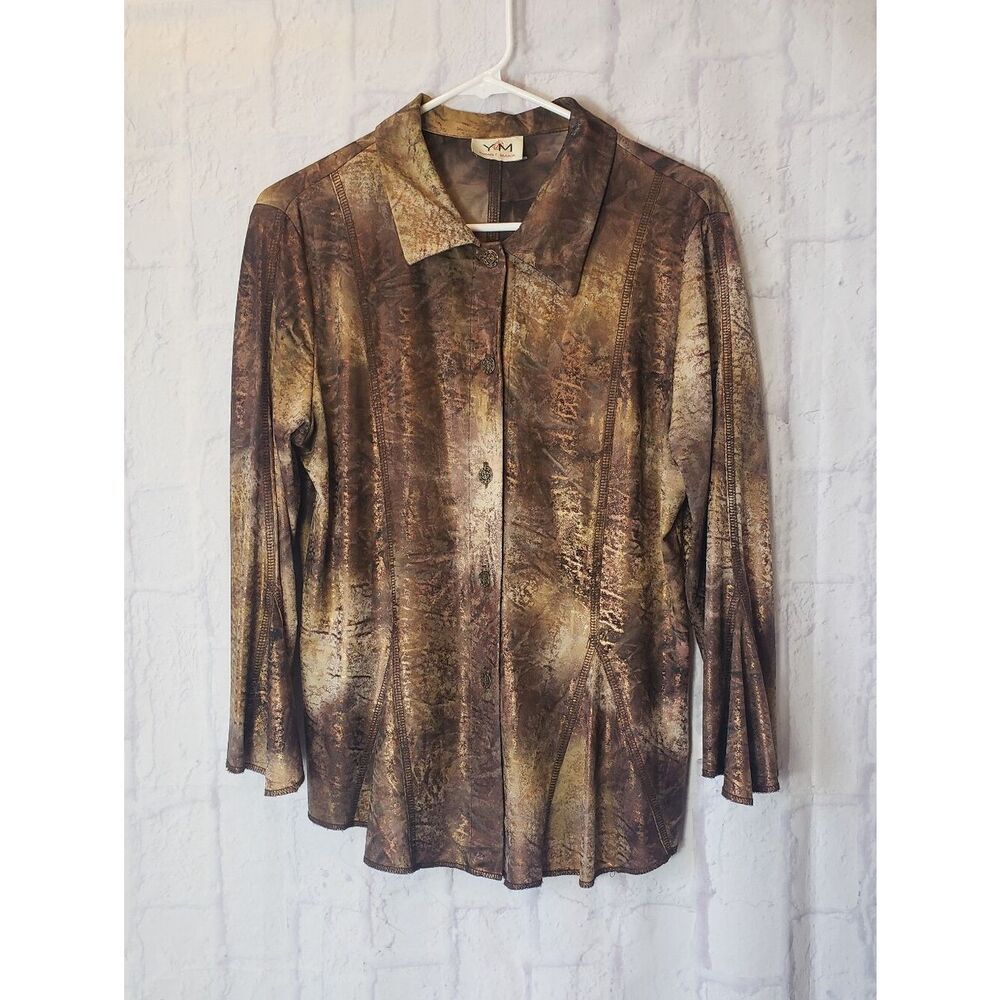 VINTAGE YM YVONNE MARIE Button Down Blouse Medium